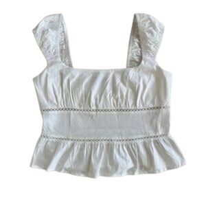 Wild Fable Women's White Cotton Spandex Peplum Top EUC sz XS